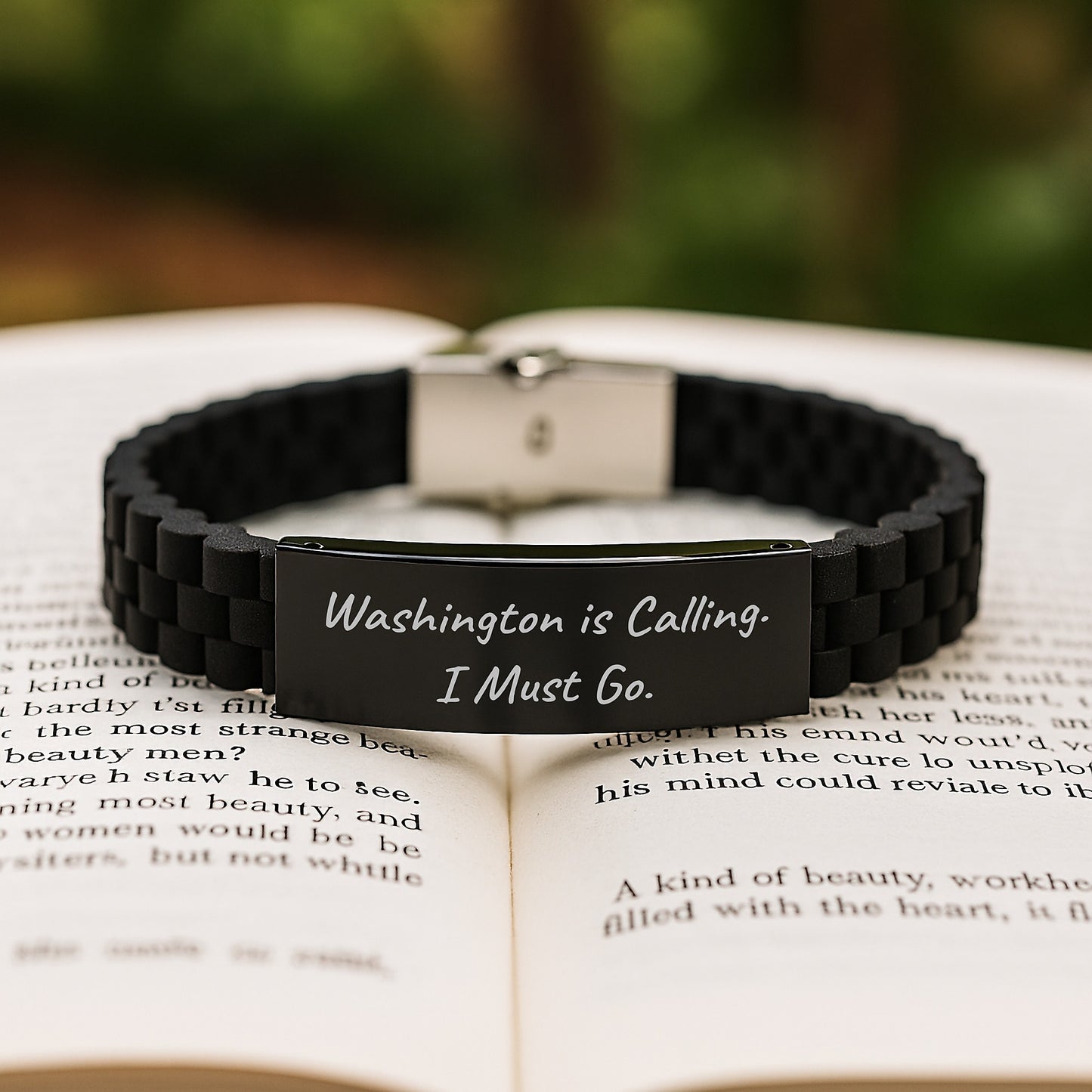 Washington Calling Gifts for Men and Women - Inspirational Glide lock Clasp Bracelet for Graduation, 'Washington Is Calling. I Must Go.' Quote, Adjustable and Packaged in Premium Bag - Image 2