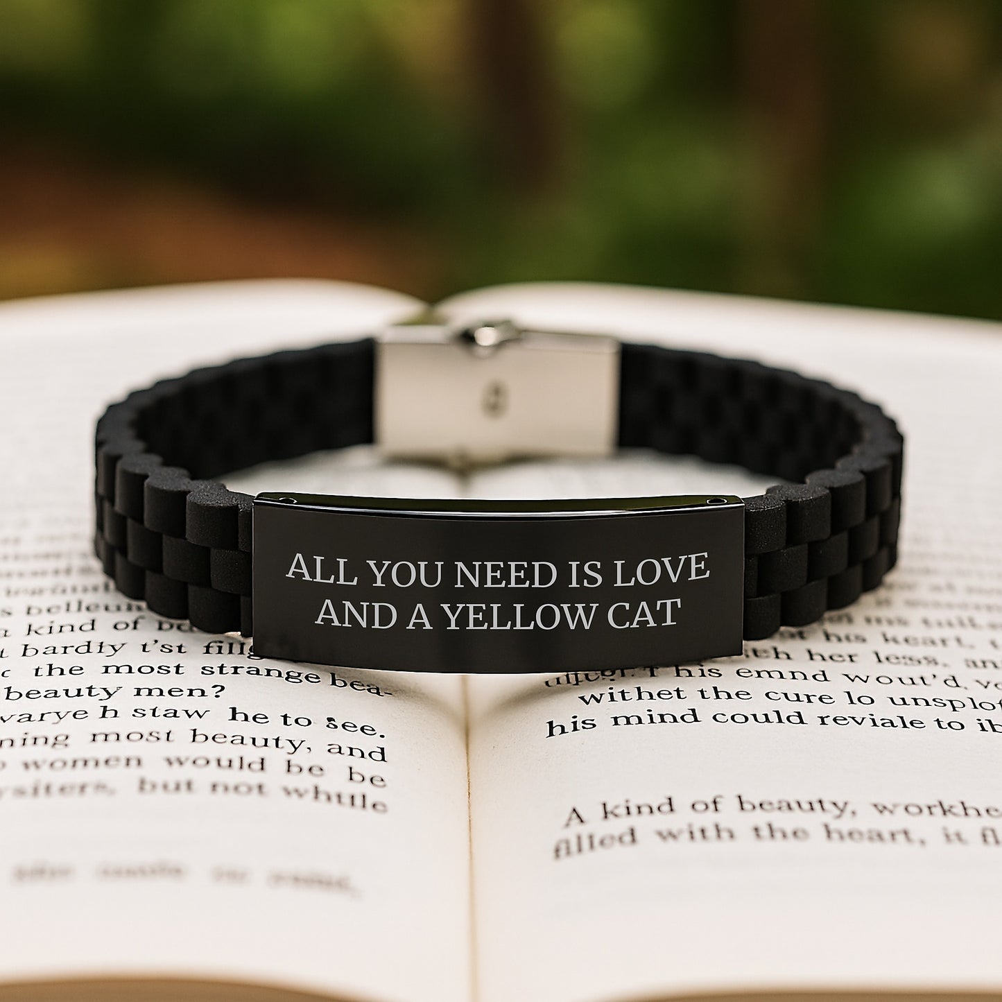 Yellow Cat Gifts from Friends for Men - Inspirational Glide lock Clasp Bracelet, All You Need Is Love, Birthday Unique Gifts - Image 2