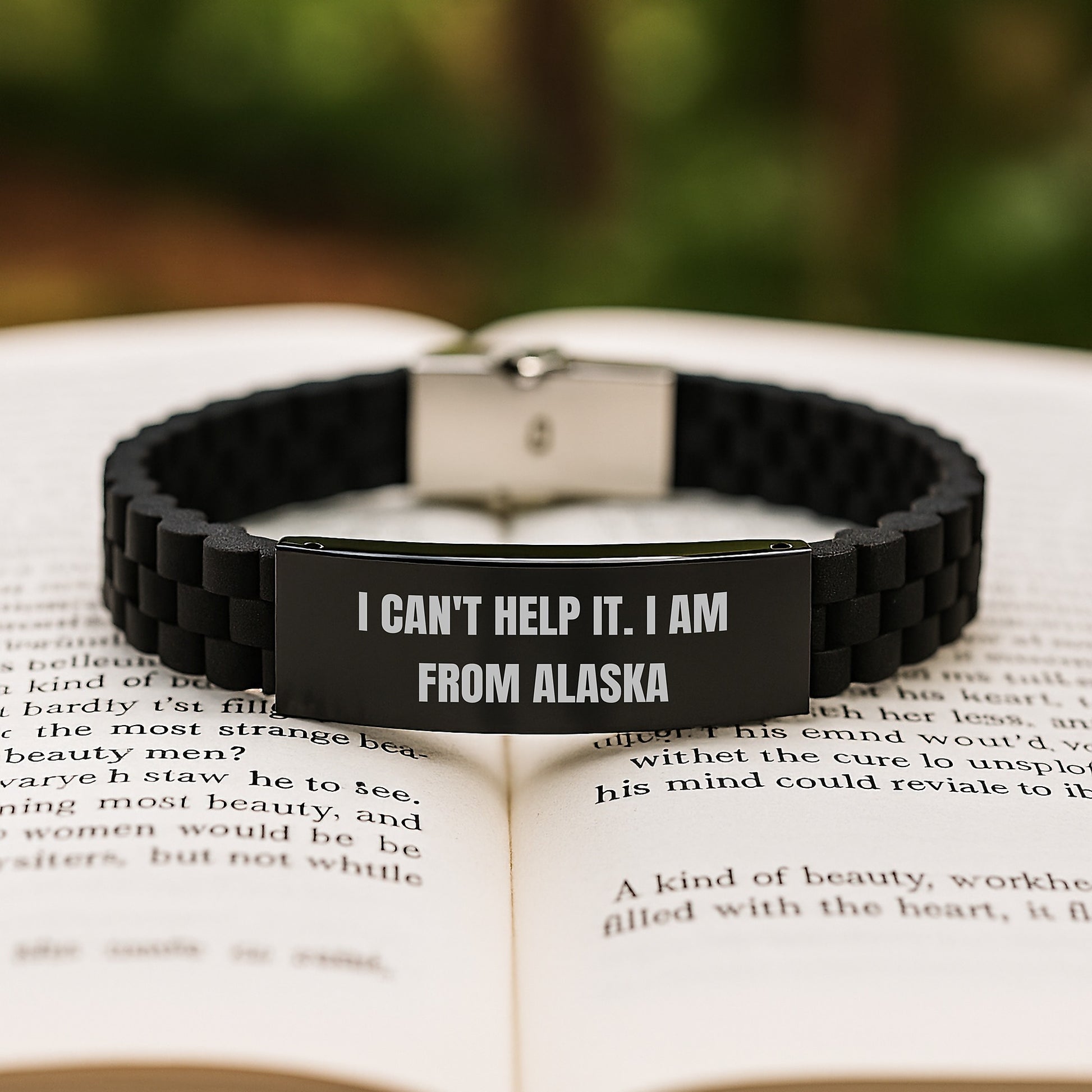 Funny Alaska Glide lock Clasp Bracelet Gifts from Friends to Alaska Graduation Recipients, 'I Can't Help It. I Am From Alaska' - Image 2