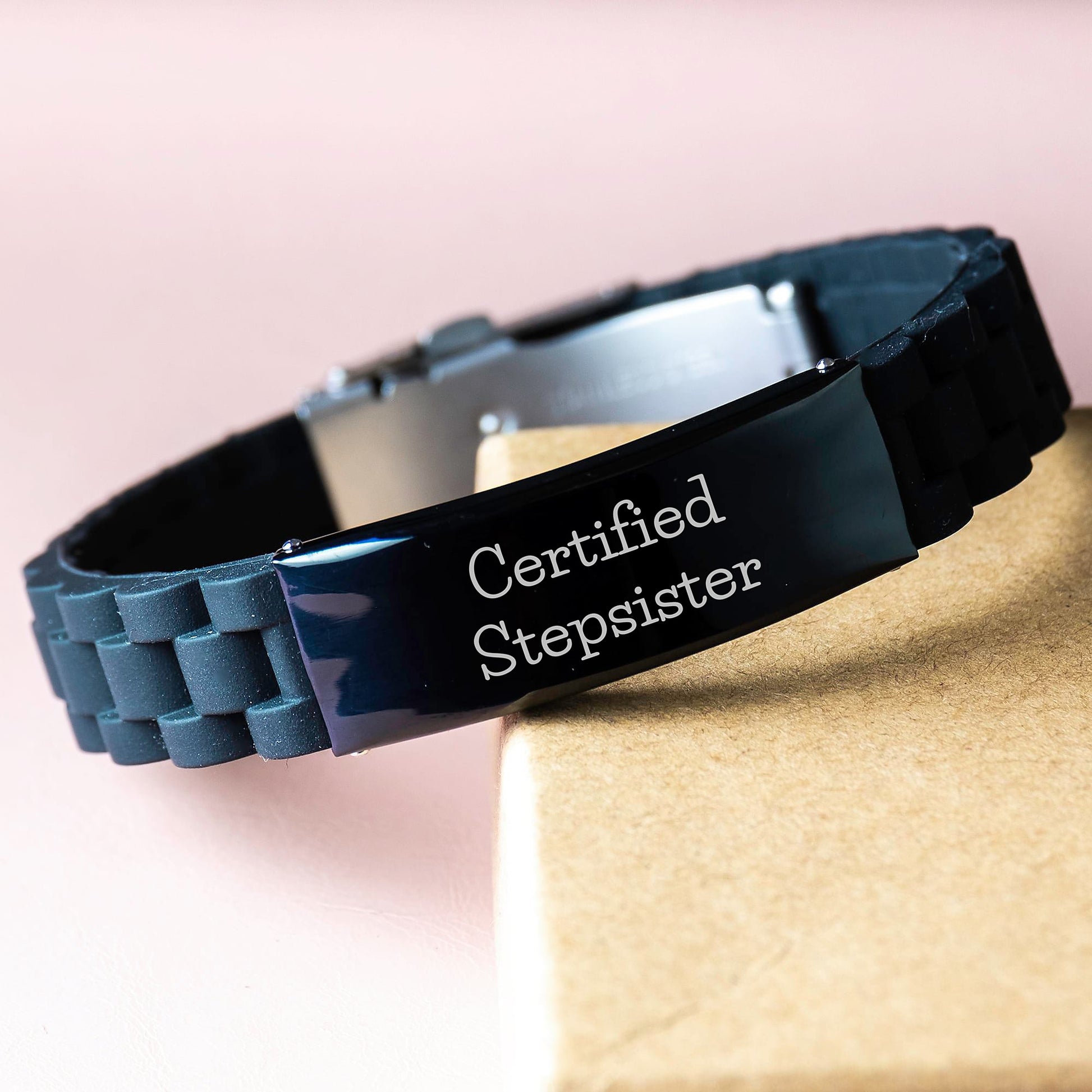Funny Stepsister Gifts, Certified Stepsister Quote, Adjustable Glide lock Clasp Birthday Jewelry, Gifts from Men, Women, Friends, Family, Gifts for Stepsister, Glide lock Clasp Bracelet - Image 3