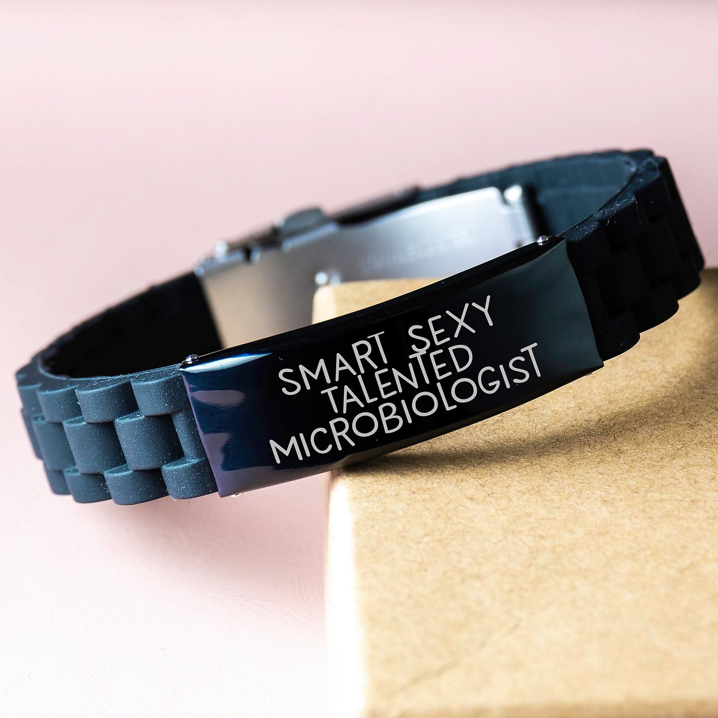 Smart Sexy Talented Microbiologist Gifts from Family for Birthday Unique Gifts, Microbiologist Glide lock Clasp Bracelet, Funny Quote - Image 3