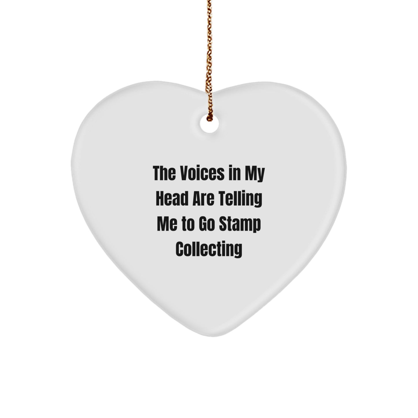 Funny Stamp Collecting Heart Ornament, Gifts from Friends for Stamp Collector Christmas Unique Gifts, Heart Shaped MDF Ornament with Sublimation Printing - Image 1