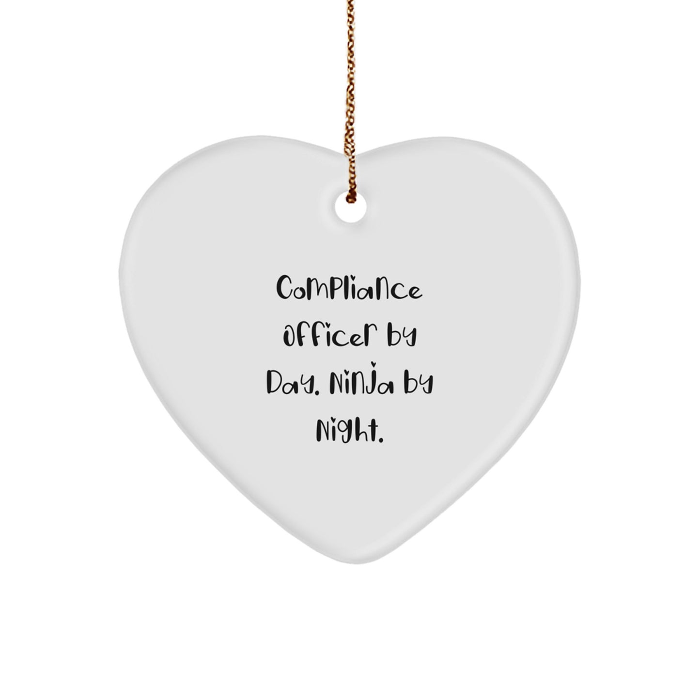 Compliance Officer Gifts from Men - Christmas Unique Heart Ornament by Day, Ninja By Night - Perfect for Coworkers, Friends, or Family - Image 1