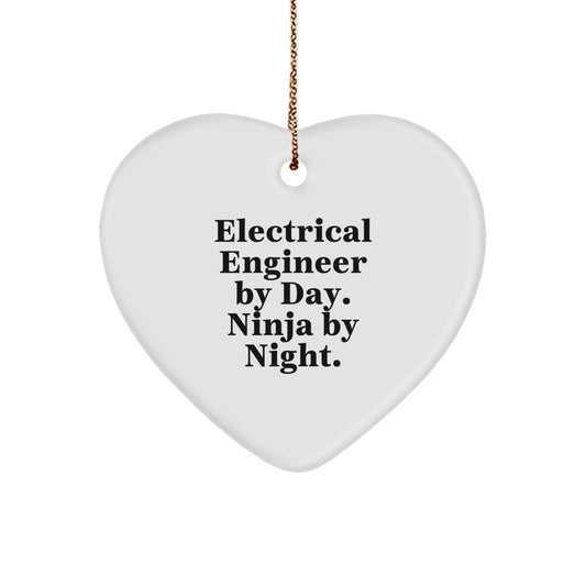 Electrical Engineer Gifts by Day, Ninja by Night, Funny Heart Ornament for Christmas - Image 1
