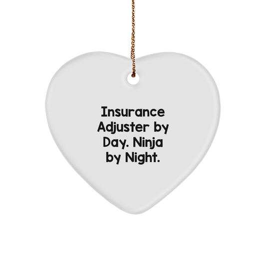 Insurance Adjuster Gifts, Funny Quote Heart Ornament, Gifts from Insurance Adjusters for Insurance Adjusters, Christmas Unique Gifts - Image 1