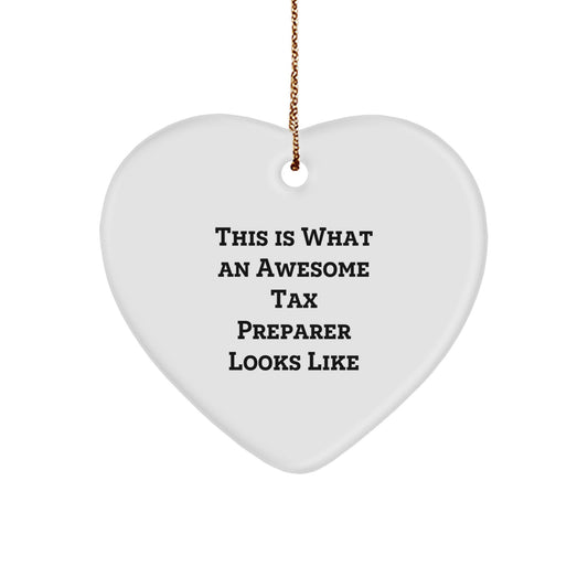 Tax Preparer Gifts from Friends, Funny Heart Ornament for Christmas, 'This Is What An Awesome Tax Preparer Looks Like' Unique Gifts for Women, Men, Coworkers - Image 1