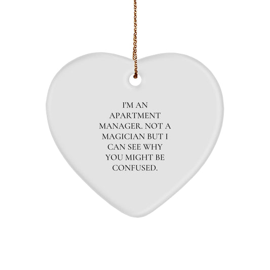 Funny Apartment Manager Gifts: Heart Ornament with Inspirational Quote, Gifts from Friends or Family for Christmas, Gifts for Apartment Manager - Image 1