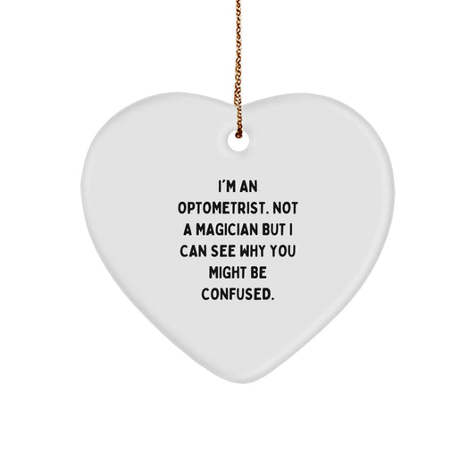 Optometrist Gifts from Family, Funny Heart Ornament Quote, Heart Shaped Christmas Memorable Present for Optometrist - Image 1