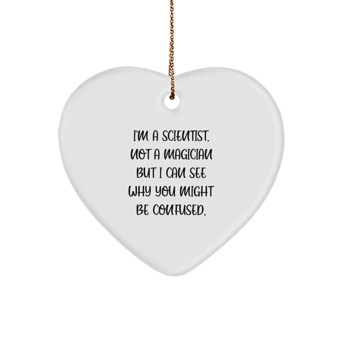 Funny Scientist Gifts from Friends for Scientist Men and Women, Heart Ornament for Christmas Unique Presents - Image 1