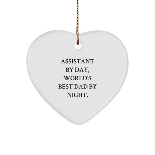Assistant Heart Ornament, Funny Quote Gifts for Assistant By Day, World's Best Dad By Night., Christmas Unique Gifts from Men - Image 1