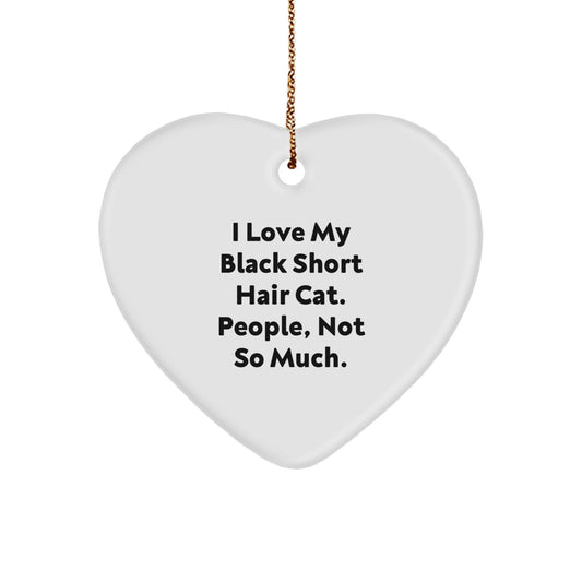 Funny Gift for Black Short Hair Cat Lovers, I Love My Black Short Hair Cat, Heart Ornament, Christmas Unique Gifts from Family - Image 1