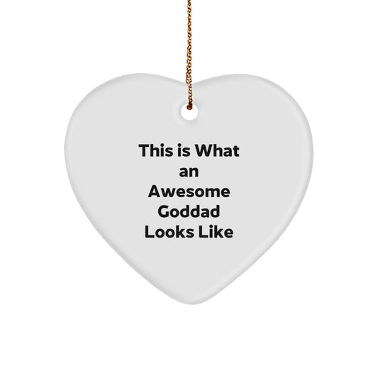 Funny Goddad Gifts from Friends and Family - Heart Ornament This Is What An Awesome Goddad Looks Like - Image 1