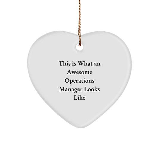 Funny Operations Manager Christmas Unique Gift for Him or Her, Heart Ornament - 'This Is What An Awesome Operations Manager Looks Like' from Family, Friends, or Coworkers - Image 1