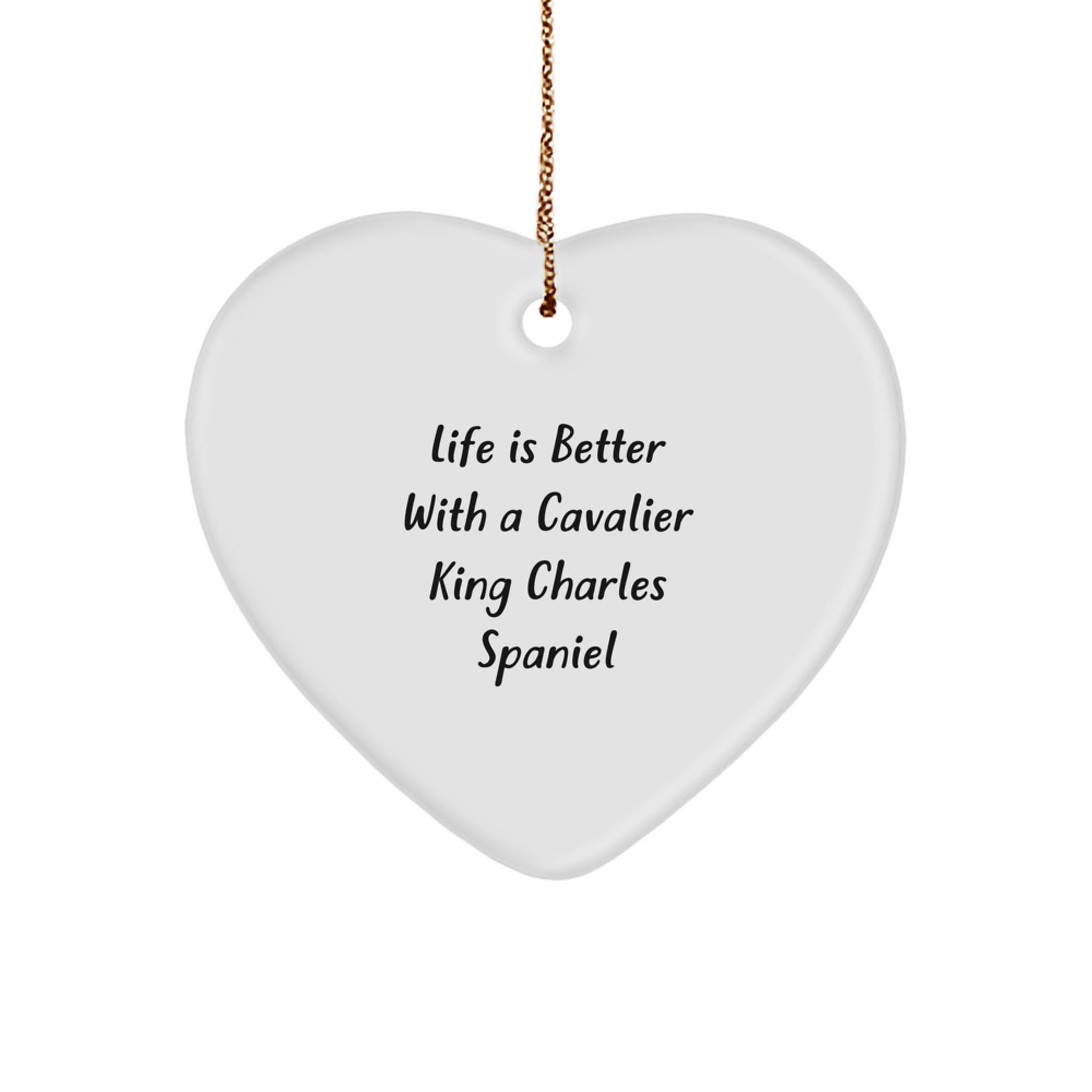 Cavalier King Charles Spaniel Dog Heart Ornaments Gifts from Family to Friends at Christmas - Image 1
