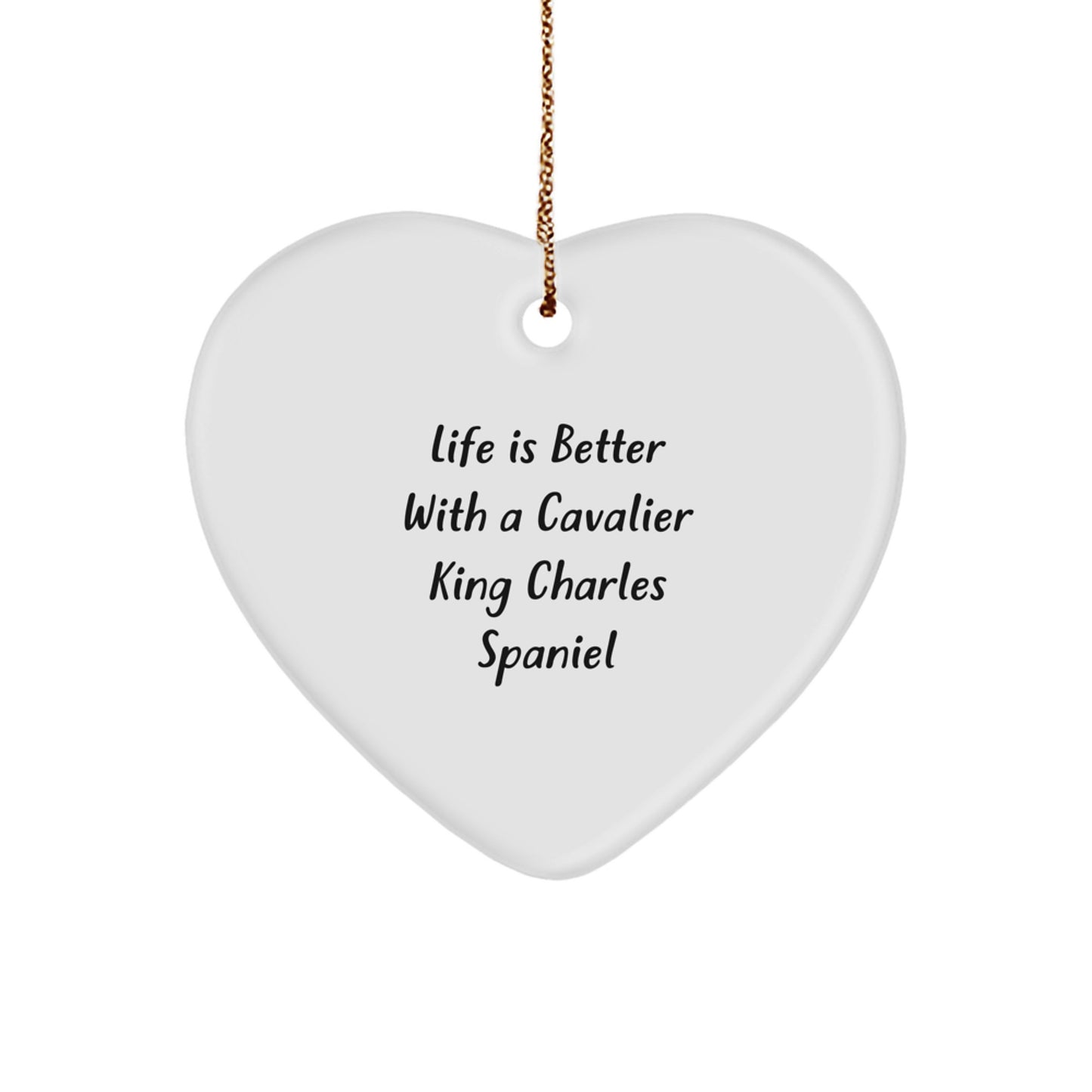 Cavalier King Charles Spaniel Dog Heart Ornaments Gifts from Family to Friends at Christmas - Image 1