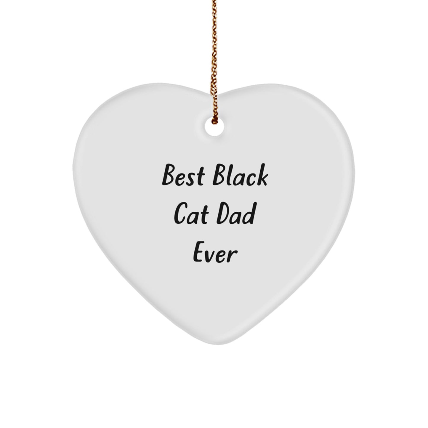 Funny Black Cat Gifts for Dads from Men, Heart Ornament for Christmas with 'Best Black Cat Dad Ever' Quote - Image 1