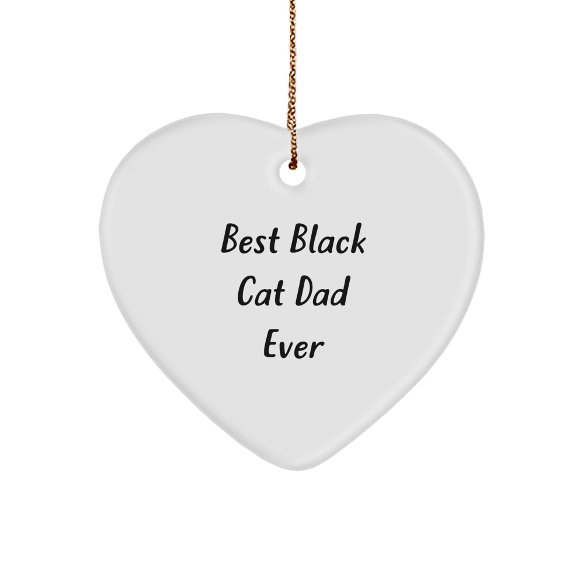 Funny Black Cat Gifts for Dads from Men, Heart Ornament for Christmas with 'Best Black Cat Dad Ever' Quote - Image 1