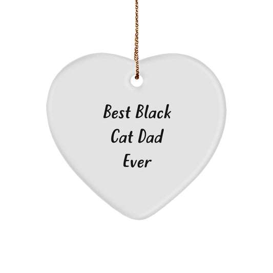 Funny Black Cat Gifts for Dads from Men, Heart Ornament for Christmas with 'Best Black Cat Dad Ever' Quote - Image 1