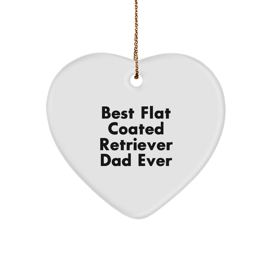 Funny Flat Coated Retriever Dog Gifts from Dad Ever, Heart Ornament for Christmas - Image 1