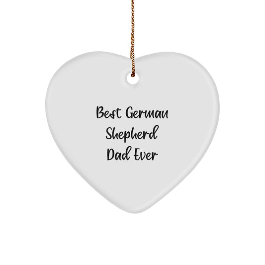 Funny German Shepherd Dog Gifts for Dad, Heart Ornament, 'Best German Shepherd Dad Ever' Quote, Christmas Unique Gifts from Men to Family - Image 1