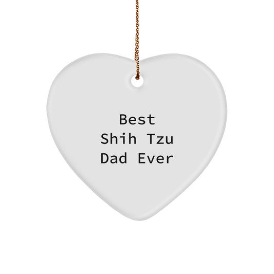 Shih Tzu Dog Dad Gifts from Men for Christmas - Funny Heart Ornament, Best Shih Tzu Dad Ever - Image 1
