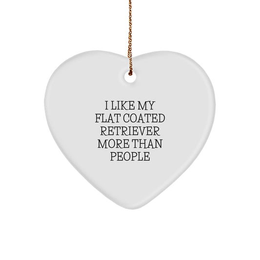 Funny Flat Coated Retriever Dog Gifts for Men from - Heart Ornament Christmas Unique Present - Image 1