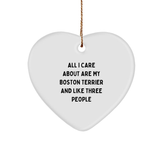 Funny Boston Terrier Dog Gifts from Men to Friends - Heart Ornament for Christmas - Image 1