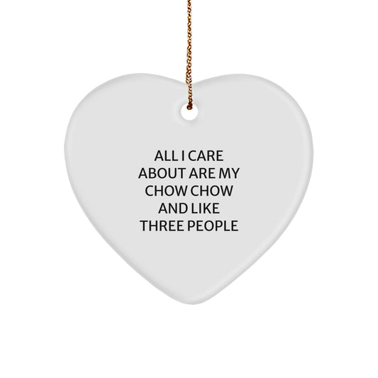 Chow Chow Dog Gifts from Men - Heart Ornament with Funny Quote, Christmas Unique Gifts for Chow Chow Dog Lovers - Image 1
