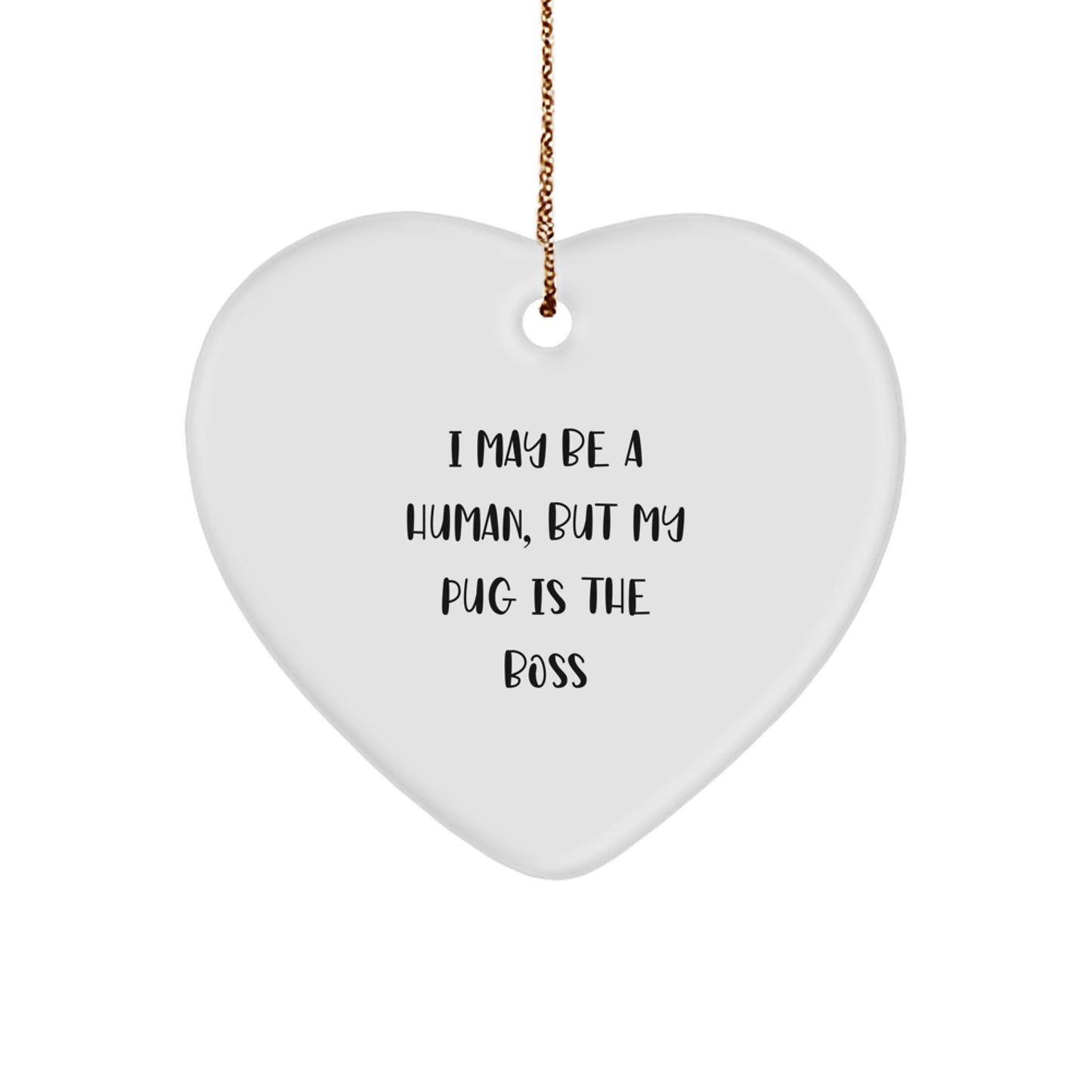Funny Pug Dog Gifts, Heart Ornament for Christmas Unique Presents from Family to Friends - Image 1