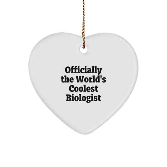 Funny Biologist Gifts for Him, Heart Ornament from Friends, Christmas Unique Gifts for Men - Officially The World's Coolest Biologist - Image 1