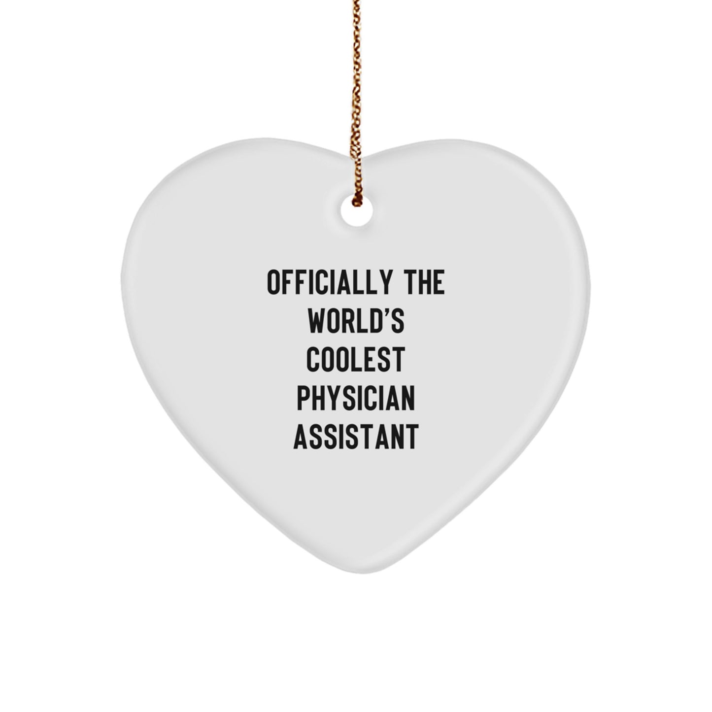 Funny Physician Assistant Gifts from Friends for Physician Assistants - 'Officially The World's Coolest Physician Assistant' Heart Ornament for Christmas - Image 1