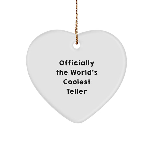 Teller Funny Heart Ornament, Gifts from Friends, Christmas Unique Gifts for Teller, Officially The World's Coolest - Image 1