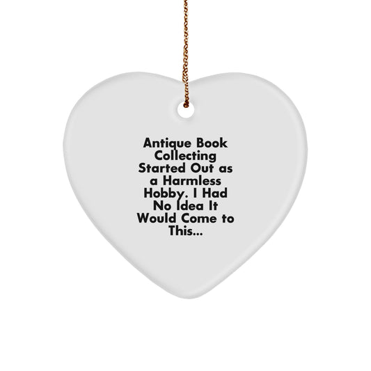 Funny Antique Book Collecting Gifts from Friends on Christmas Unique Ornament Heart Shaped for Women Men Family - Image 1