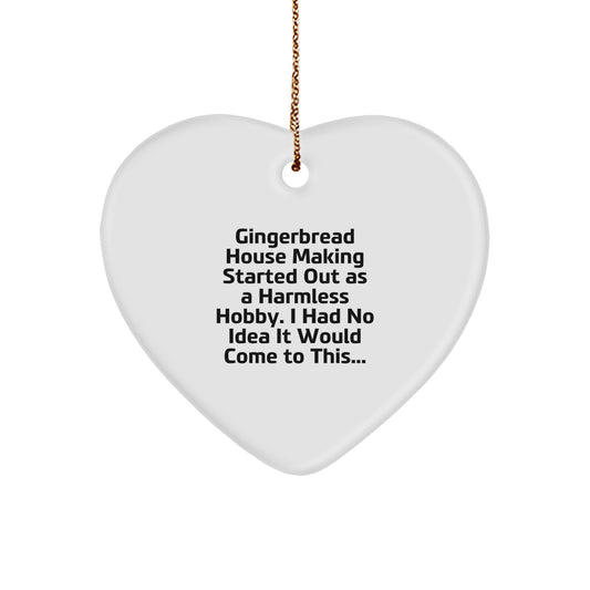 Gingerbread House Making Enthusiast Gifts for Women from Friends, Heart Ornament, Funny Quote Christmas Unique Gifts - Image 1