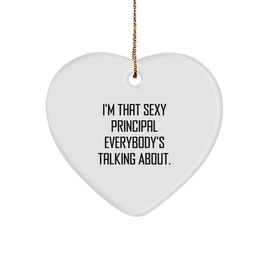Funny Principal Heart Ornament, Gift for Sexy Principal, Christmas Unique Gifts from Men to Principal, Heart Shaped Principal Gifts - Image 1