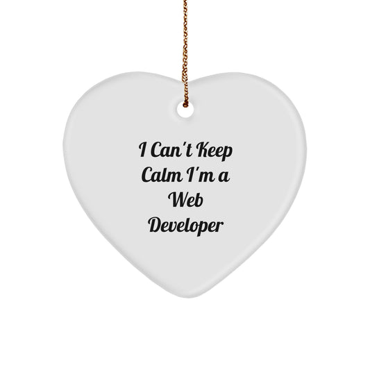 Funny Web Developer Heart Ornament, 'I Can't Keep Calm I'm A Web Developer' Gifts from Family to Friends, Perfect Christmas Unique Gifts for Web Developer - Image 1