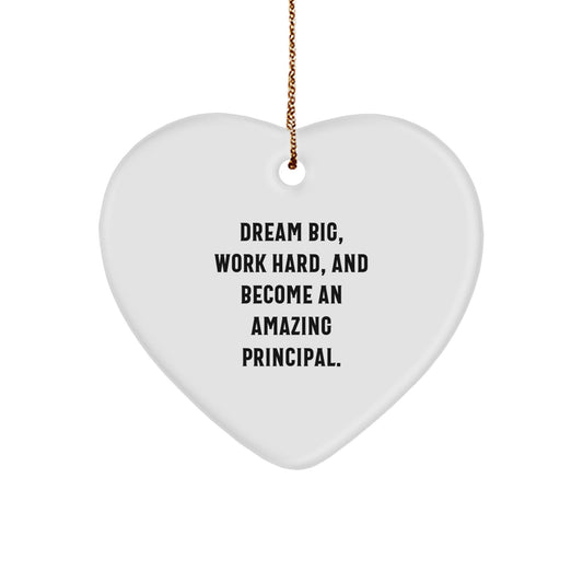 Funny Principal Gifts from Friends and Family, Heart Ornament with Dream Big Quote, Christmas Unique Presents for Men Women Coworkers - Image 1
