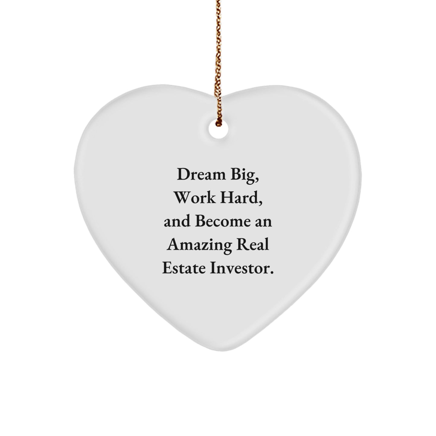 Gifts from Family for Real Estate Investor Men - Heart Ornament with Quote 'Dream Big, Work Hard' - Christmas Unique Gifts for Him - Image 1
