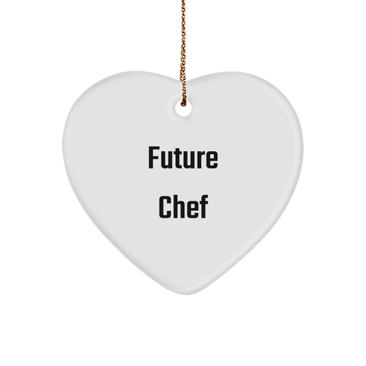 Funny Future Chef Gifts from Men to Men - Heart Ornament for Christmas, 'Future Chef', Durable MDF, High-Gloss Finish - Image 1