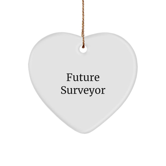 Future Surveyor Heart Ornament, Funny Quote Gifts from Friends, Gifts for Surveyor Men, Unique Christmas Ornaments - Image 1