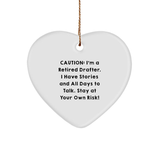 Funny Drafter Heart Ornament Gifts from Friends, Family, or Coworkers for the Christmas Unique Season - A Cute Heart-Shaped MDF Ornament with Gold Cord - Image 1
