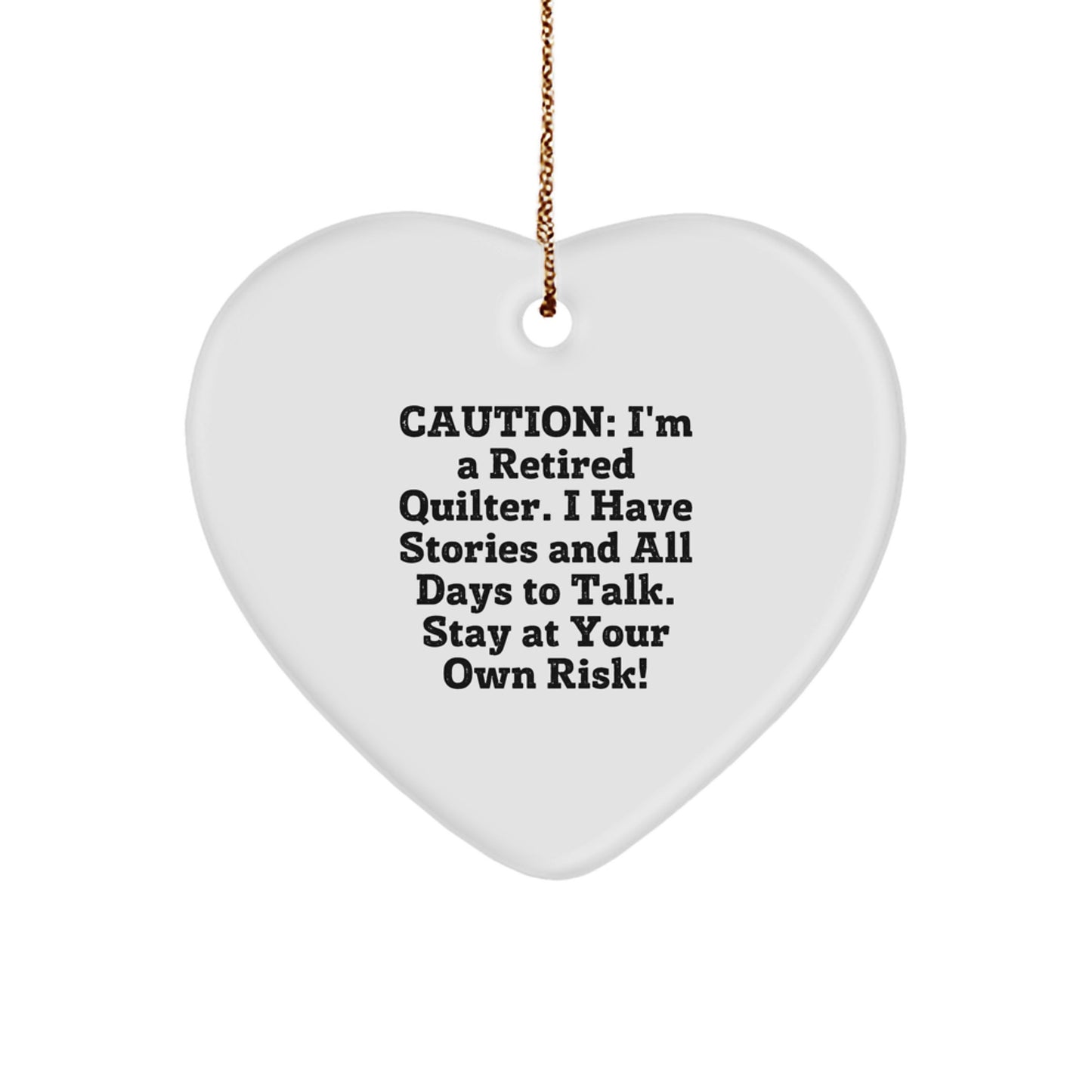 Funny Quilter Gifts from Friends and Family for Christmas Unique Heart Ornament - Quilter Heart Shaped MDF Ornament with Sublimation Printing - Image 1