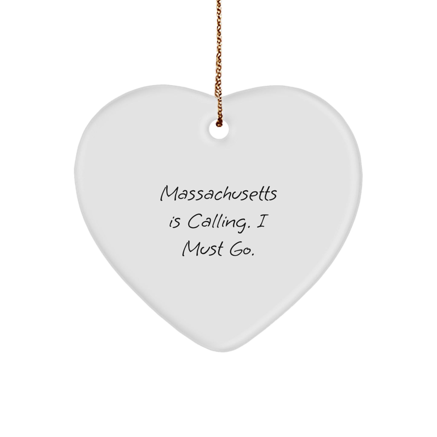 Funny Massachusetts Heart Ornament, Gifts from Friends to Massachusetts Men and Women, Christmas Unique Gifts for Massachusetts Residents - Image 1