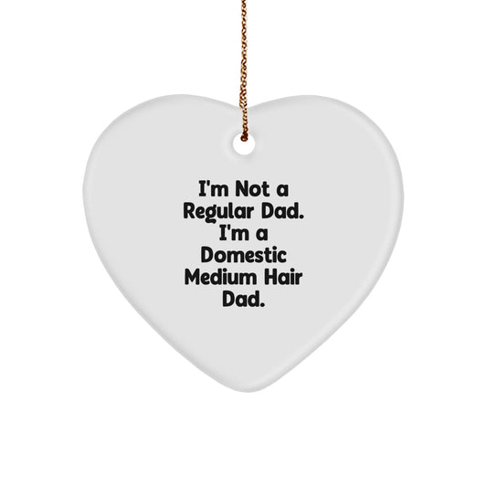 Domestic Medium Hair Cat Dad's Funny Christmas Heart Ornament Gifts from Men to Family - Image 1