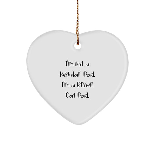 Funny Brown Cat Dad Gifts from Family to Brown Cat Lovers - Heart Ornament for Christmas - Image 1