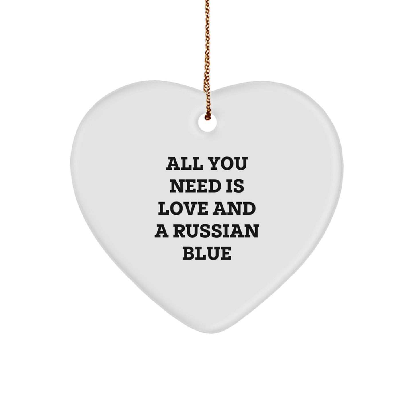 Love and Russian Blues, Russian Blue Cat Gifts for Men, Women, Friends, Family, Christmas Unique Heart Ornament from Family - Image 1