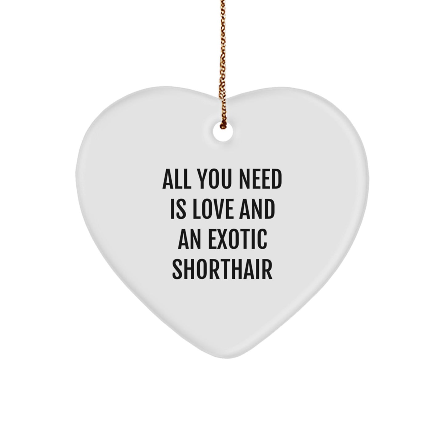 Exotic Shorthair Cat Heart Ornament Gifts from Family, Gifts for Exotic Shorthair Cat Lovers - Funny Quote 'All You Need Is Love And An Exotic Shorthair' - Christmas Unique Gifts - Image 1