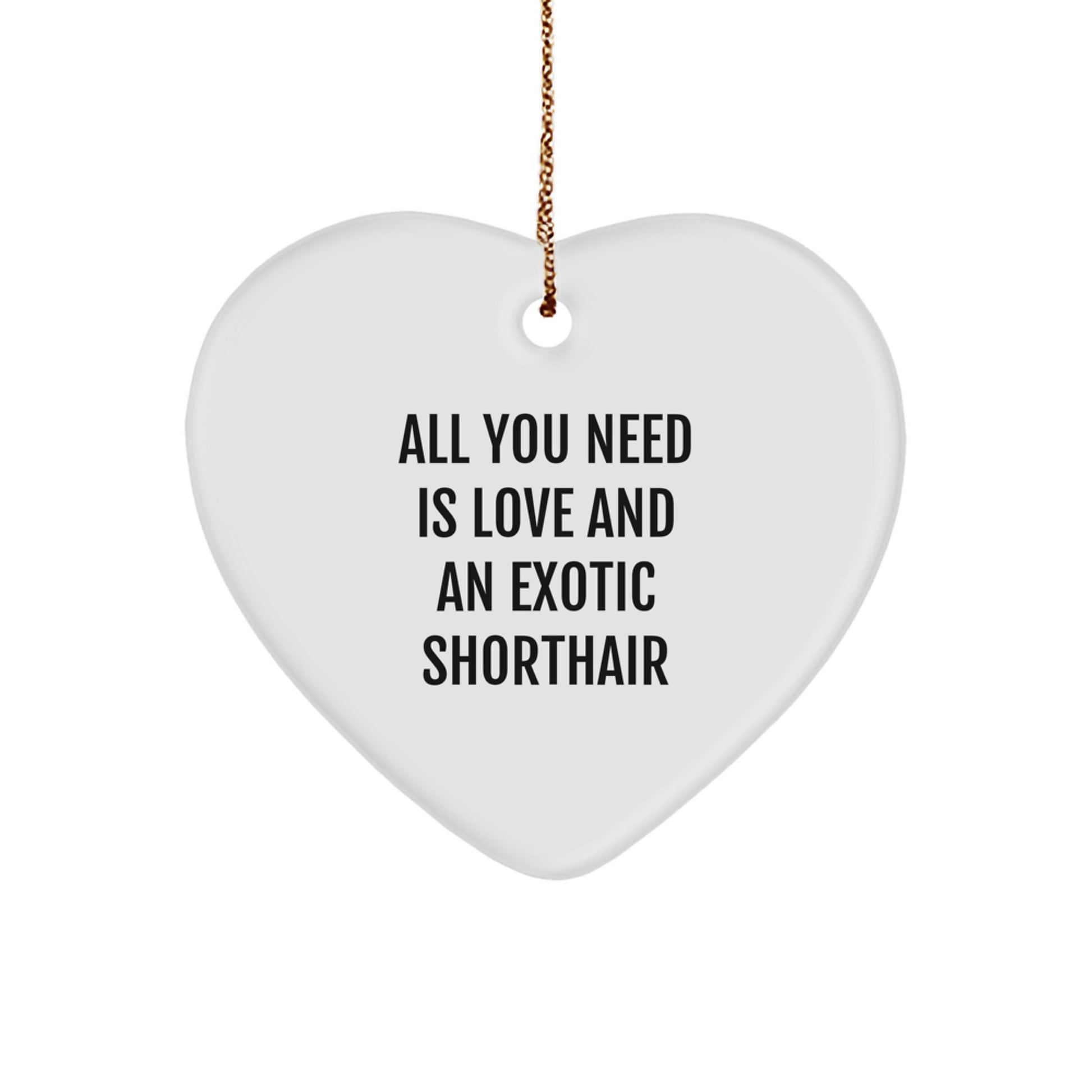Exotic Shorthair Cat Heart Ornament Gifts from Family, Gifts for Exotic Shorthair Cat Lovers - Funny Quote 'All You Need Is Love And An Exotic Shorthair' - Christmas Unique Gifts - Image 1