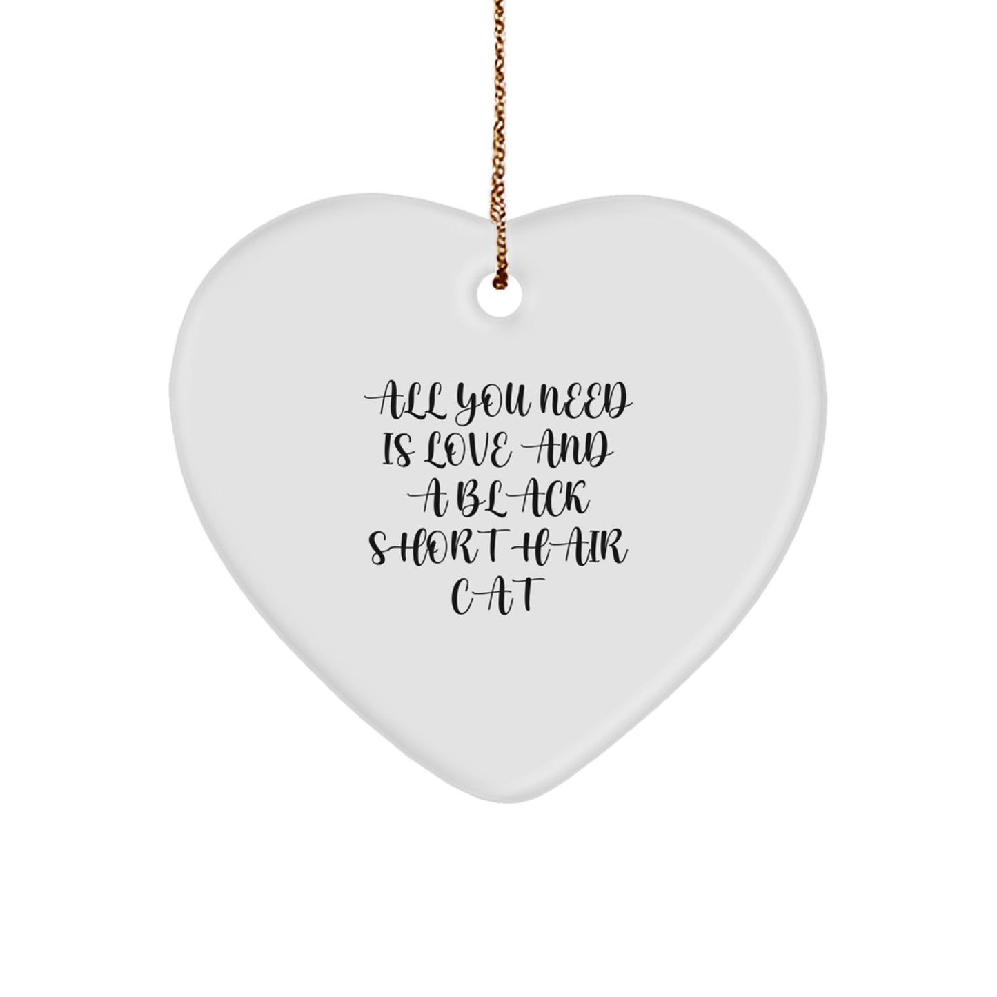 Funny Black Short Hair Cat Heart Ornament Gifts from Family for Black Short Hair Cat Lover Christmas Unique Gifts - Image 1