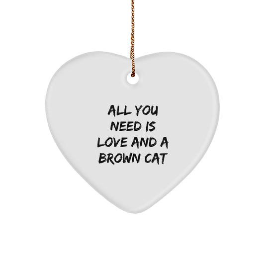 Brown Cat Heart Ornament Gifts from Family for Christmas Love - Image 1